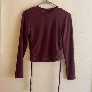 Zara ribbed adjustable long sleeve crop top